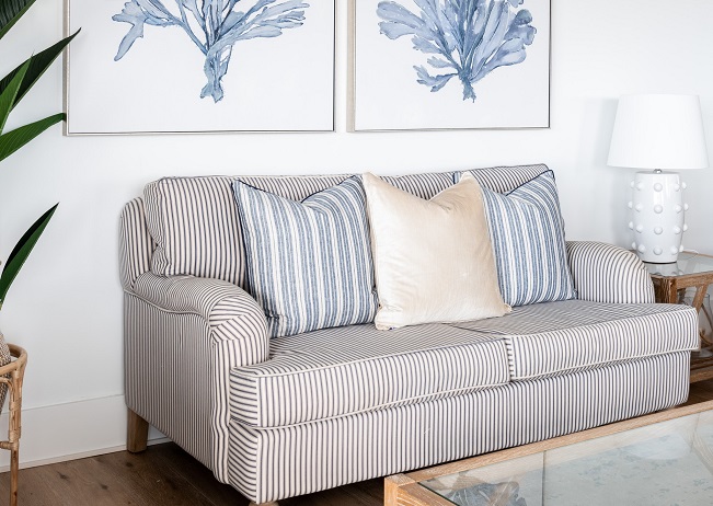 close up of Hamptons style sofa