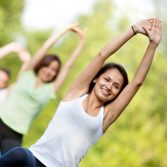 two girls exercising