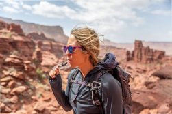 woman with hydration pack