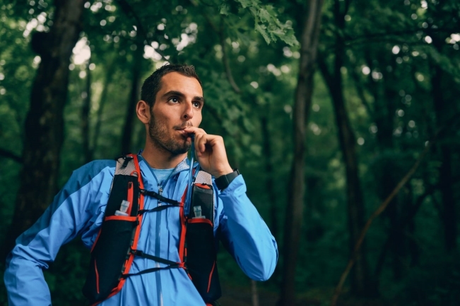 man with hydration pack