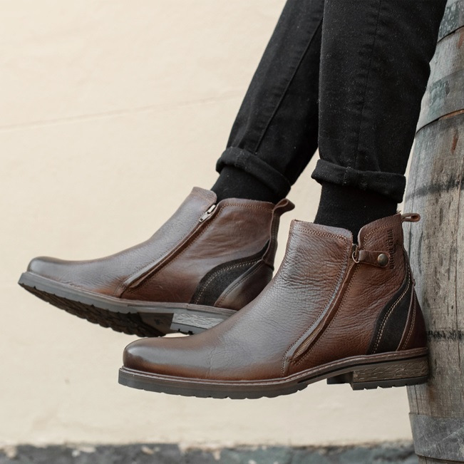 Hunter Zip Up Boots Dark Brown
